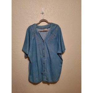 Visage VINTAGE Women's Plus Sz 2x BUTTON-UP Short Sleeve SHIRT